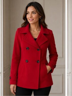 Classy Tailored Look, Flattering Wool Blend Coat, Jacket